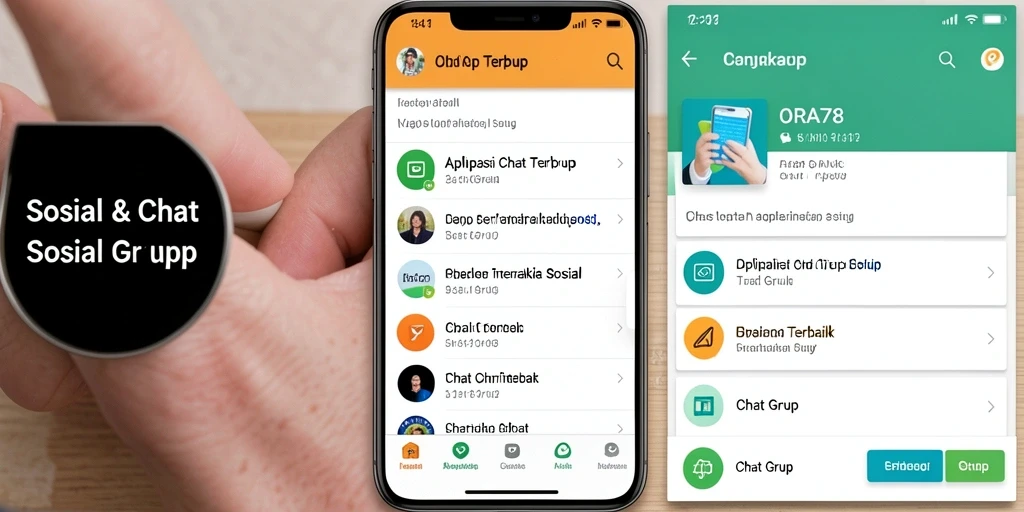 Antarmuka aplikasi ORA78 yang menarik untuk Chat Grup.