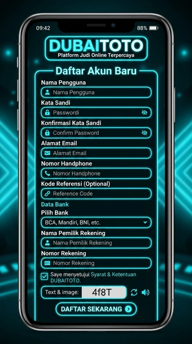 Tampilan halaman daftar dubaitoto