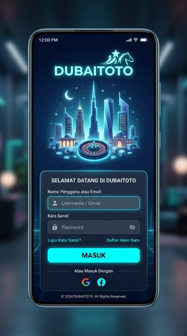Tampilan halaman login dubaitoto